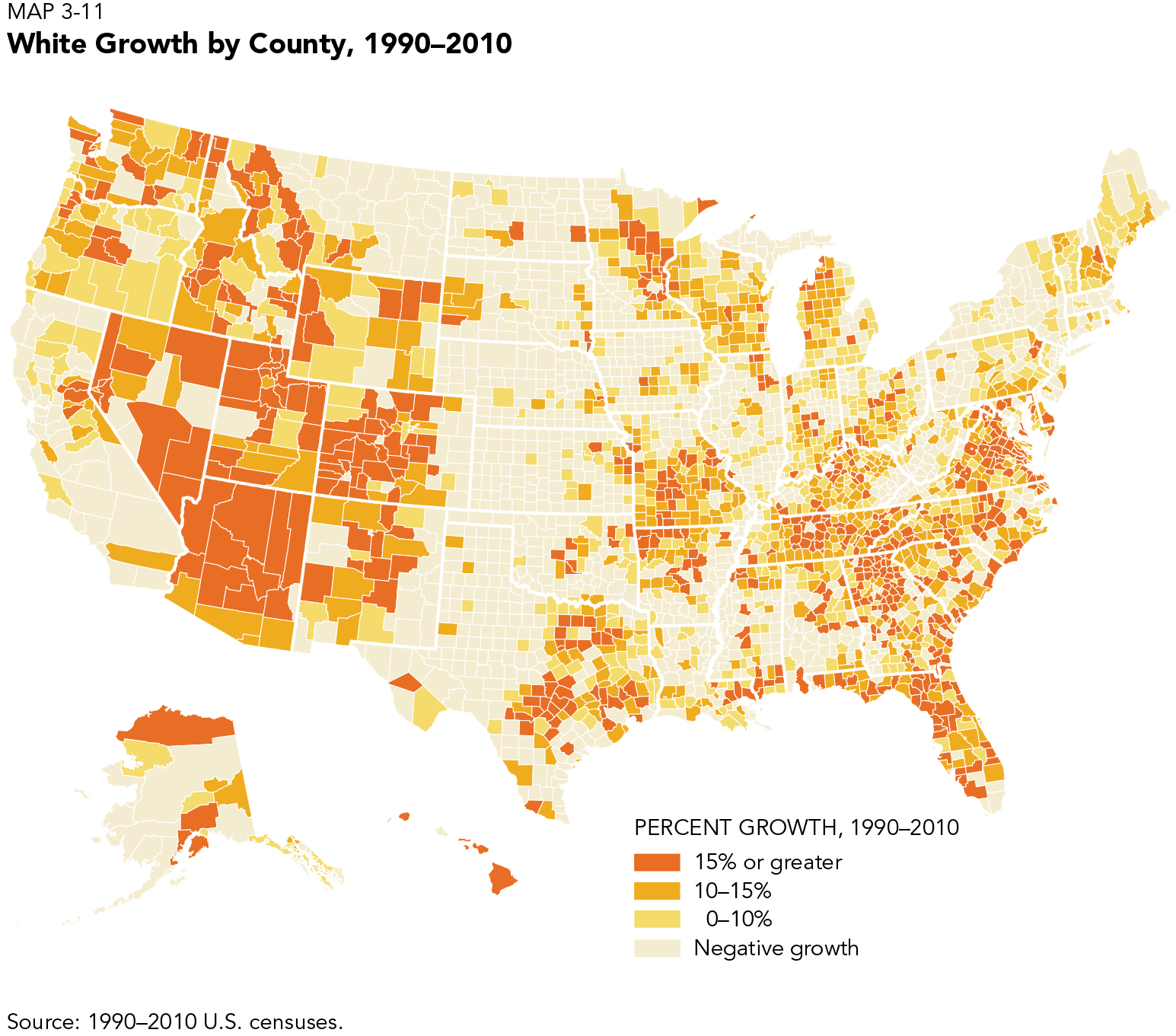 White Growth By County 