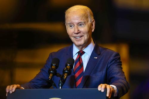 United States President Joe Biden makes remarks discussing how his Bidenomics agenda is growing the economy from the middle out and the bottom up Thursday, July 20, 2023; at the Philly Shipyard in Philadelphia, Pennsylvania. (Photo by Saquan Stimpson/CNP/Sipa USA)