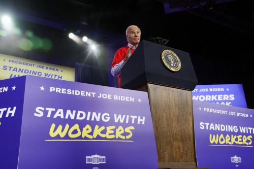 U.S. President Joe Biden delivers remarks to United Auto Workers (UAW) union members in Belvidere, Illinois, U.S., November 9, 2023. REUTERS/Leah Millis