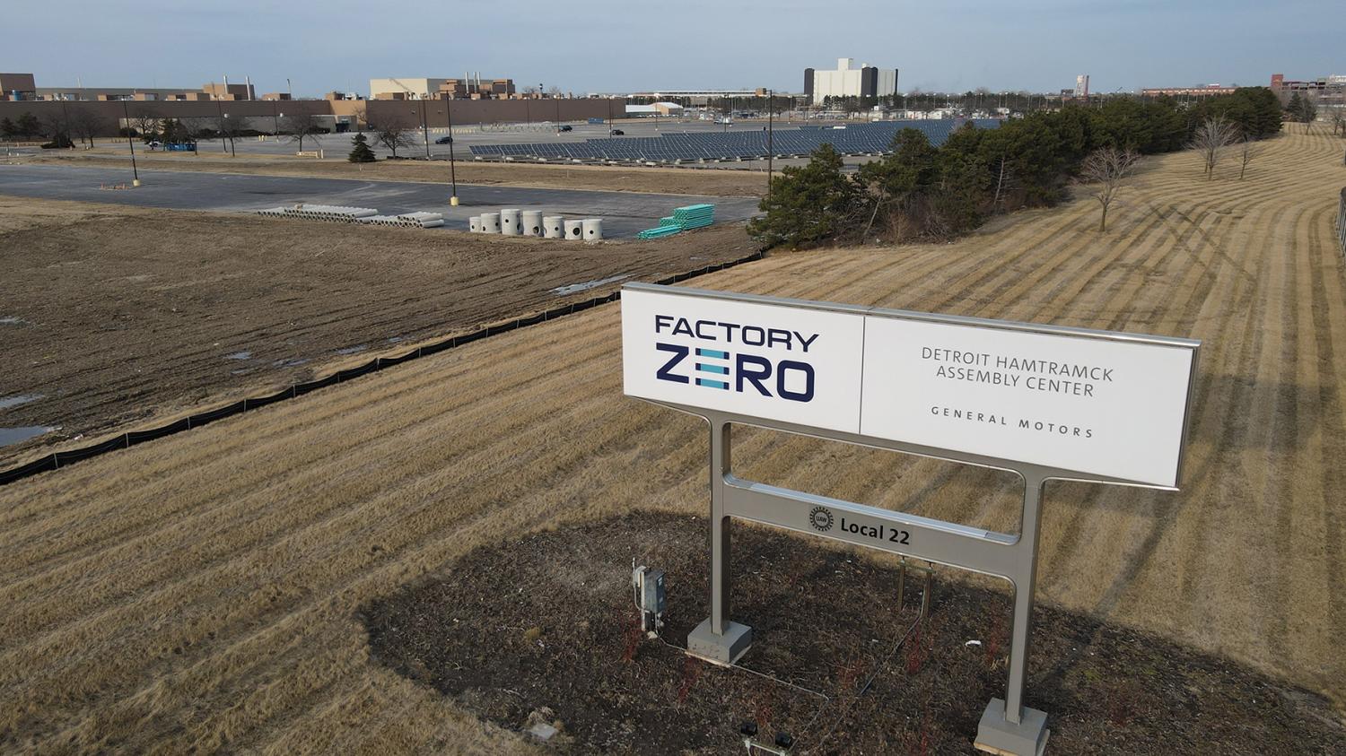 HAMTRAMCK, UNITED STATES - Mar 09, 2022: General Motor's Factory Zero assembly plant in Hamtramck Michigan, where the Hummer EV, and electric pickup trucks will be built