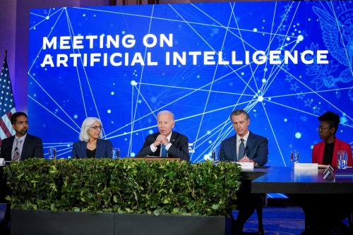 U.S. President Joe Biden, Governor of California Gavin Newsom and other officials attend a panel on Artificial Intelligence, in San Francisco, California, U.S., June 20, 2023.