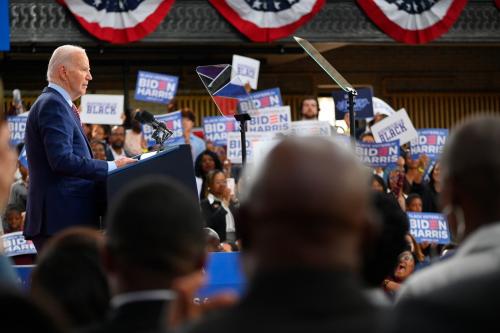 President Joe Biden addresses supporters at a rally, launching the "Black Voters for Biden-Harris" initiative to bolster outreach and engagement ahead of the 2024 election, at Girard College in Philadelphia, PA, USA, on May 29, 2024.