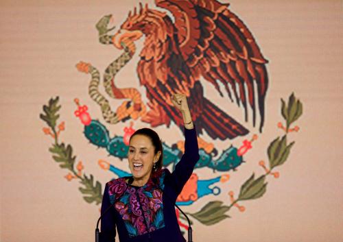 Claudia Sheinbaum, presidential candidate of the ruling MORENA party, reacts as she addresses her supporters after her victory in Mexico's election, in Mexico City, Mexico June 3, 2024.