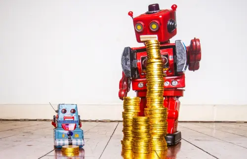 Vintage robot toys and their money gross inequality concept