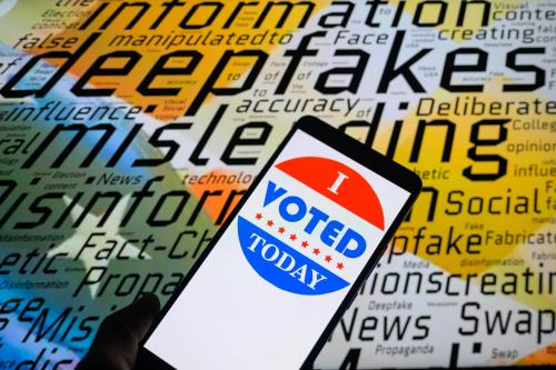 I Voted Today icon displayed on a smartphone with a word cloud visible in the background in this photo illustration, taken on March 5, 2024.