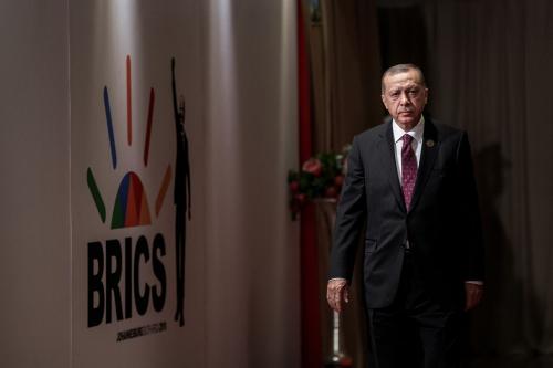 Turkey's President Tayyip Erdogan arrives for a group picture at the BRICS summit meeting in Johannesburg, South Africa, July 27, 2018. Gianluigi Guercia/Pool via REUTERS