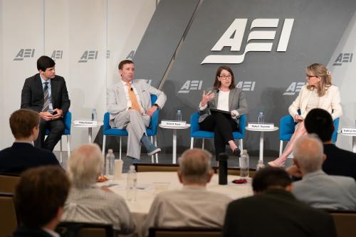 Molly Reynolds and Kathryn Dunn Tenpas participate in a panel discussion on the Supreme Court's Loper Bright decision and its impact on Congress and administrative agencies, hosted by the Katzmann Initiative at the Brookings Institution and the American Enterprise Institute on July 16, 2024.