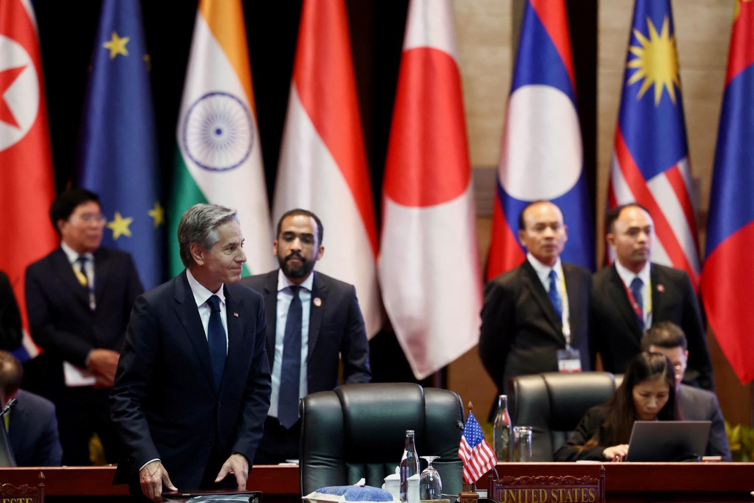 U.S. Secretary of State Antony Blinken attends the 31st ASEAN Regional Forum at the 57th ASEAN Foreign Ministers' Meeting at the National Convention Center, in Vientiane, Laos, July 27, 2024.