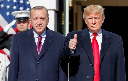 U.S. President Donald Trump welcomes Turkey's President Tayyip Erdogan at the White House in Washington, U.S., November 13, 2019.