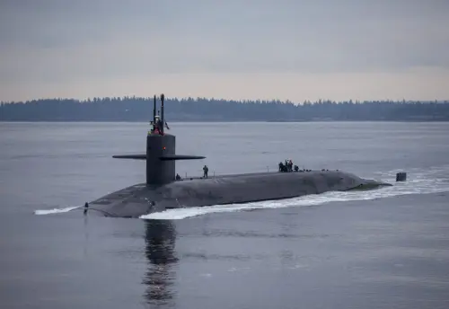 Handout photo dated December 27, 2017 shows he Ohio-class ballistic missile submarine USS Pennsylvania (SSBN 735) transits the Hood Canal as the boat returns to its homeport at Naval Base Kitsap-Bangor.